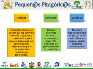 ENFOQUE CAPACIDAD VOLUNTAD 
Desarrollen formas de 
pensar que les permitan 
formular conjeturas y 
procedimientos para 
re...