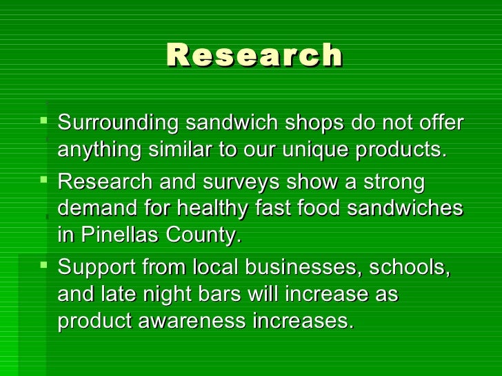 Business plan sandwich shop