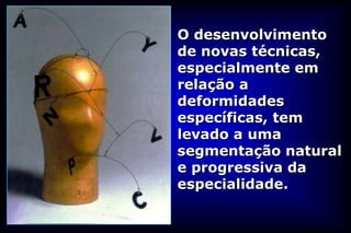 O desenvolvimento
de novas técnicas,
especialmente em
relação a
deformidades
específicas, tem
levado a uma
segmentação natural
e progressiva da
especialidade.
 