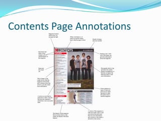 Contents Page Annotations