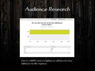 Audience Research




Due to a 100% choice in lighting we will have low key
lighting in our title sequence.
 