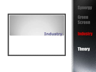 Synergy
Green
Screen
Industry
Theory

 