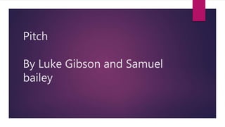 Pitch
By Luke Gibson and Samuel
bailey
 