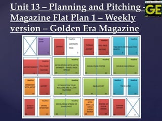 Unit 13 – Planning and Pitching –
Magazine Flat Plan 1 – Weekly
version – Golden Era Magazine
 