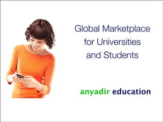 Global Marketplace
for Universities
and Students

anyadir education

1

 