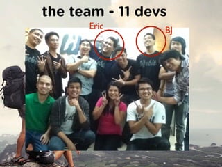 the team - 11 devs
      Eric       BJ
 