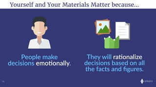 onkaro36
People  make  
decisions  emoOonally.
They  will  raOonalize  
decisions  based  on  all  
the  facts  and  ﬁgures.
Yourself and Your Materials Matter because…
 