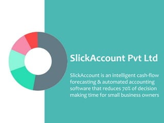 SlickAccount Pvt Ltd
SlickAccount is an intelligent cash-flow
forecasting & automated accounting
software that reduces 70% of decision
making time for small business owners
 