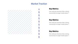 Key Metrics
How well your business idea is being
received by its target market place？
Market Traction
Key Metrics
How well...