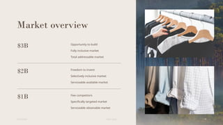 Market overview
$3B Opportunity to build
Fully inclusive market
Total addressable market
$2B Freedom to invent
Selectively inclusive market
Serviceable available market
$1B Few competitors
Specifically targeted market
Serviceable obtainable market
6/22/20XX Pitch deck 9
 