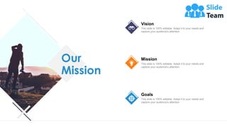 45
Our
Mission
Vision
This slide is 100% editable. Adapt it to your needs and
capture your audience's attention.
Mission
T...