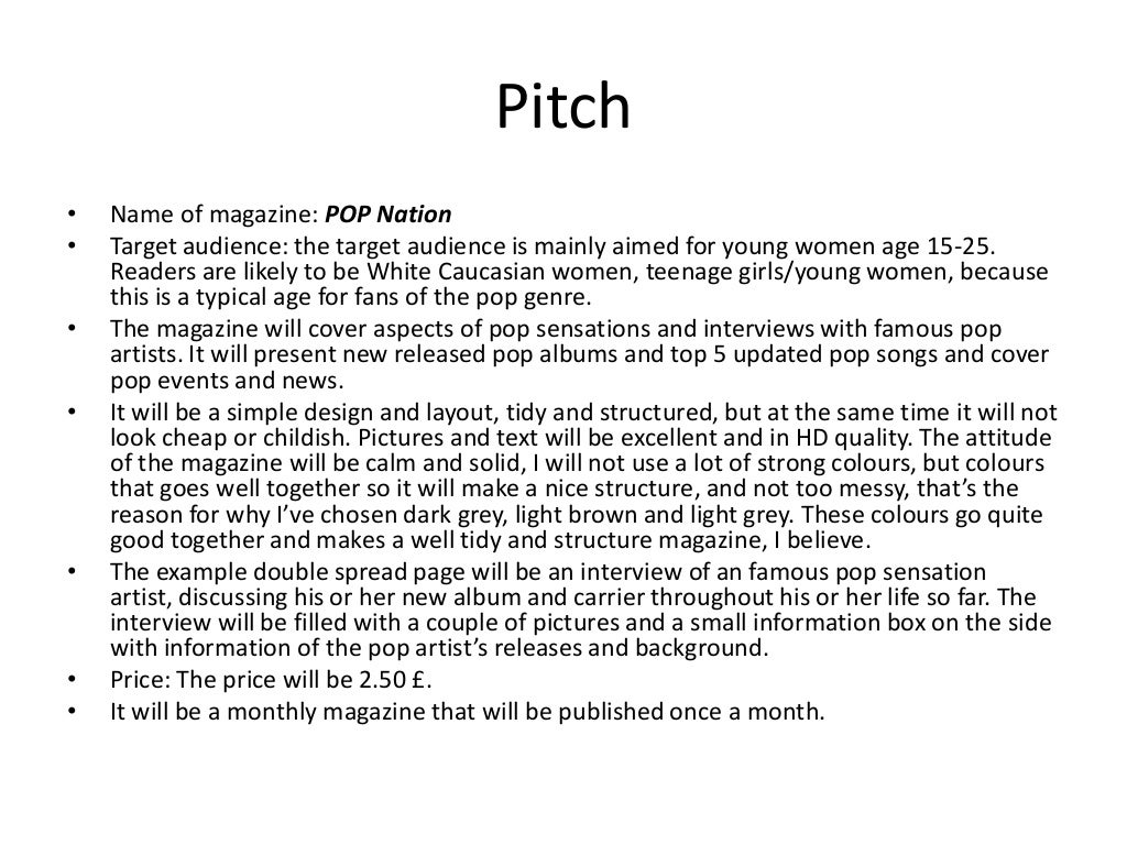 Pitch, draft and stylesheet