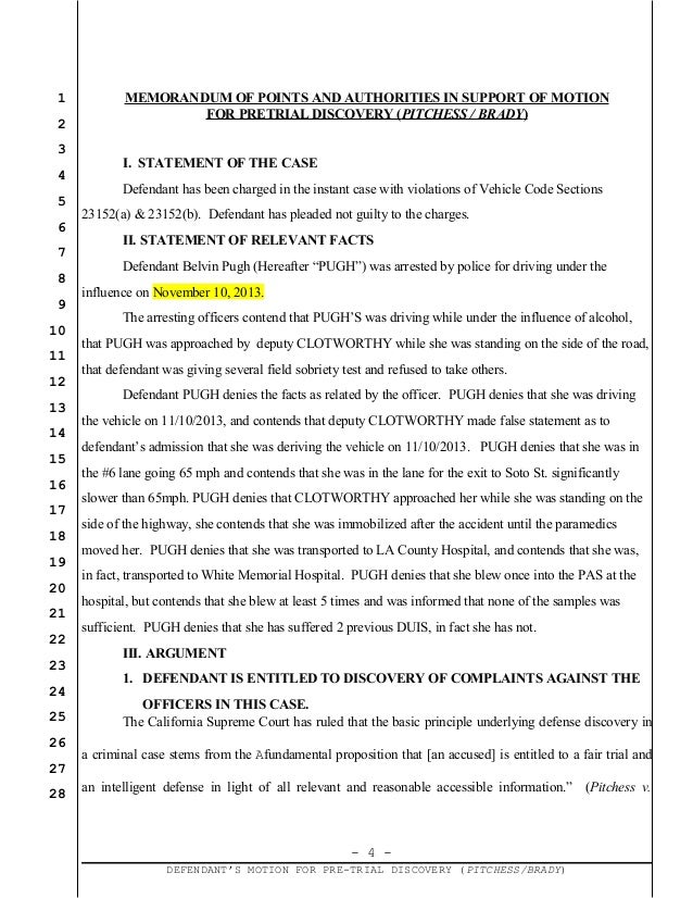 Pitchess motion belvin