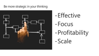 Be more strategic in your thinking
 