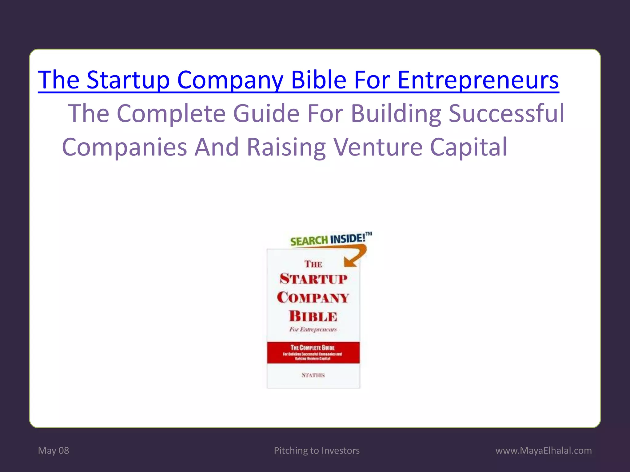 Pitching To Investors v1.1 Includes Resources