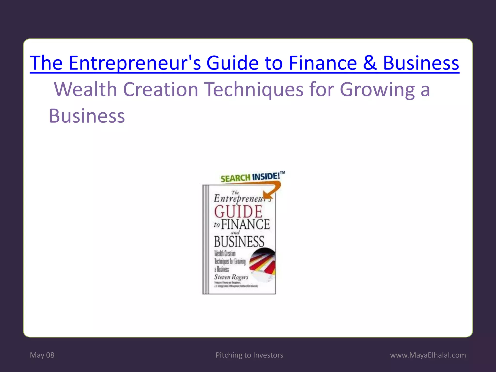 Pitching To Investors v1.1 Includes Resources