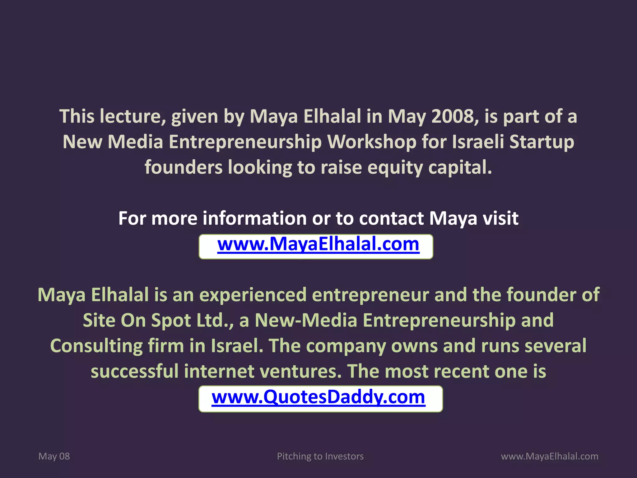 Pitching To Investors v1.1 Includes Resources