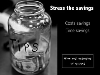 Investor deck
It’s an Executive Summary
Reading format: More words
Expect it to be printed
Add a date to it
 