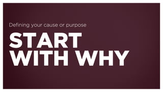START
WITH WHY
DEFINING YOUR CAUSE OR PURPOSE
 