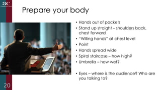 Prepare your body
• Hands out of pockets
• Stand up straight – shoulders back,
chest forward
• “Willing hands” at chest le...