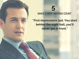 "First impressions last. You start
behind the eight ball, you'll
never get in front."
5
MAKE EVERY SECOND COUNT
 