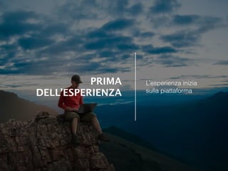 PRIMA
DELL’ESPERIENZA
L’esperienza inizia
sulla piattaforma
 