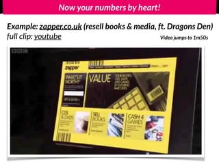 Now your numbers by heart! 
Example: zapper.co.uk (resell books & media, ft. Dragons Den) 
full clip: youtube Video jumps ...