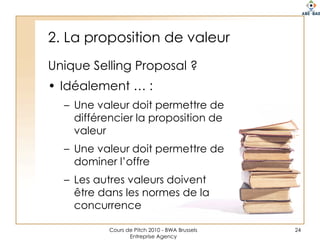 Contenu « obligatoire »Une demande claireL’elevator pitch et le pitch n’ont d’intérêt que s’ils ouvrent la voie vers l’étape suivante : Un rendez-vous avec un autre agenda … : Vendre