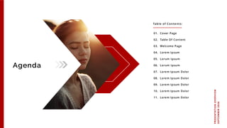Agenda
P
R
E
SE
N
TAT
I
ON
OVE
R
VI
E
W
S
E
P
T
E
M
B
E
R
2
0
2
6
2
01. Cover Page
02. Table Of Content
03. Welcome Page
04. Lorem Ipsum
05. Lorum Ipsum
06. Lorum Ipsum
07. Lorem Ipsum Dolor
08. Lorem Ipsum Dolor
09. Lorem Ipsum Dolor
10. Lorem Ipsum Dolor
11. Lorem Ipsum Dolor
Table of Contents:
 