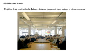 Description courte du projet
Un atelier de co construction fin Octobre : design de changement, vision partagée et valeurs ...