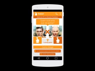 Noite do UFC no Recanto Paraibano
21/03 - 22hrs às 01hrs
Av. Dezessete de Agosto, 223 Parnamirim, Recife
Quem você acha
que vai ganhar?
Como chegar
MAIA LAFLARE
1 cerveja grátis!
Guess!
 