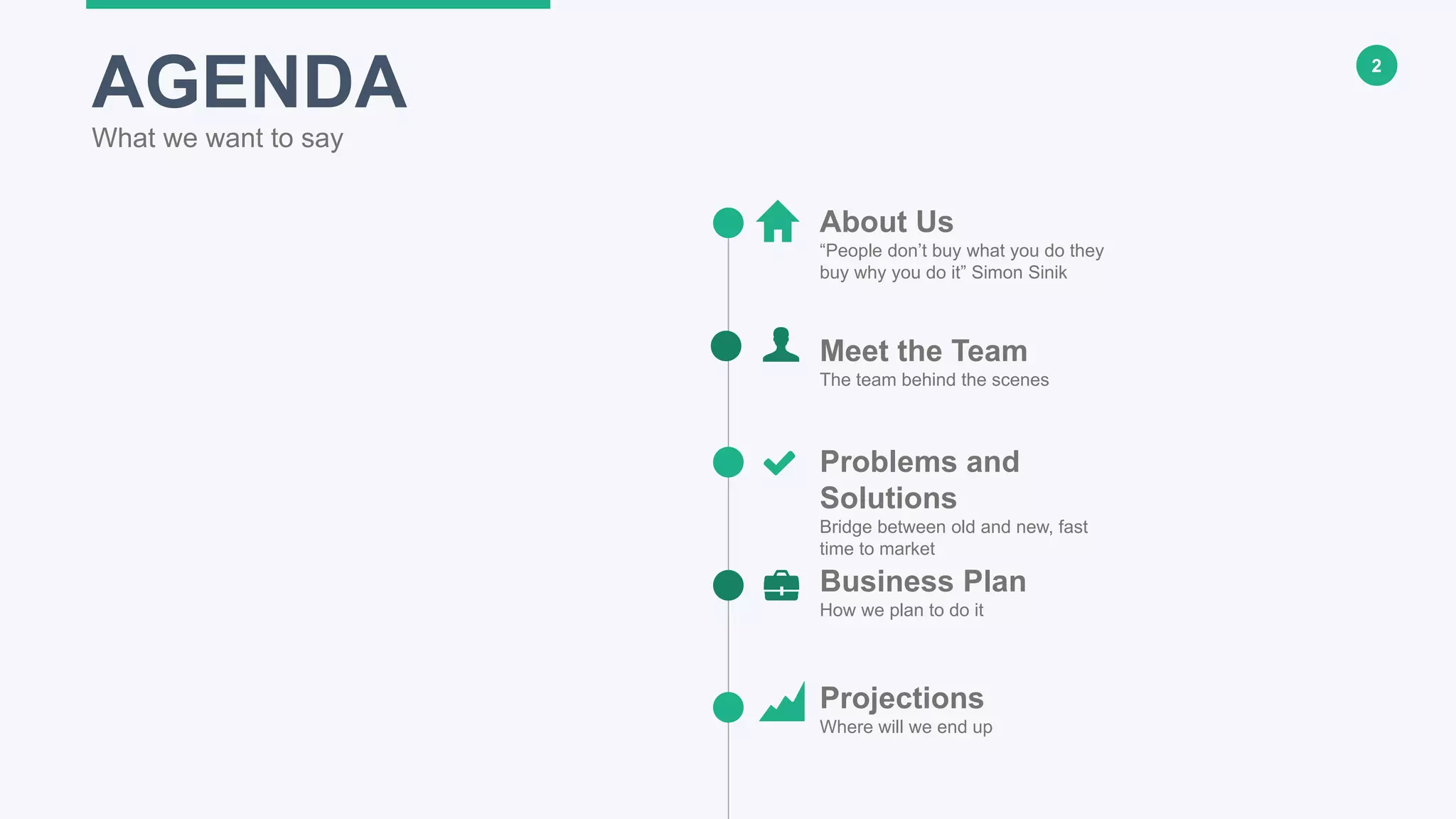 2
AGENDA
What we want to say
Meet the Team
The team behind the scenes
About Us
“People don’t buy what you do they
buy why you do it” Simon Sinik
Problems and
Solutions
Bridge between old and new, fast
time to market
Business Plan
How we plan to do it
Projections
Where will we end up
 