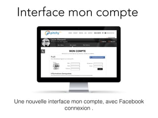 Interface mon compte 
Une nouvelle interface mon compte, avec Facebook 
connexion . 
 