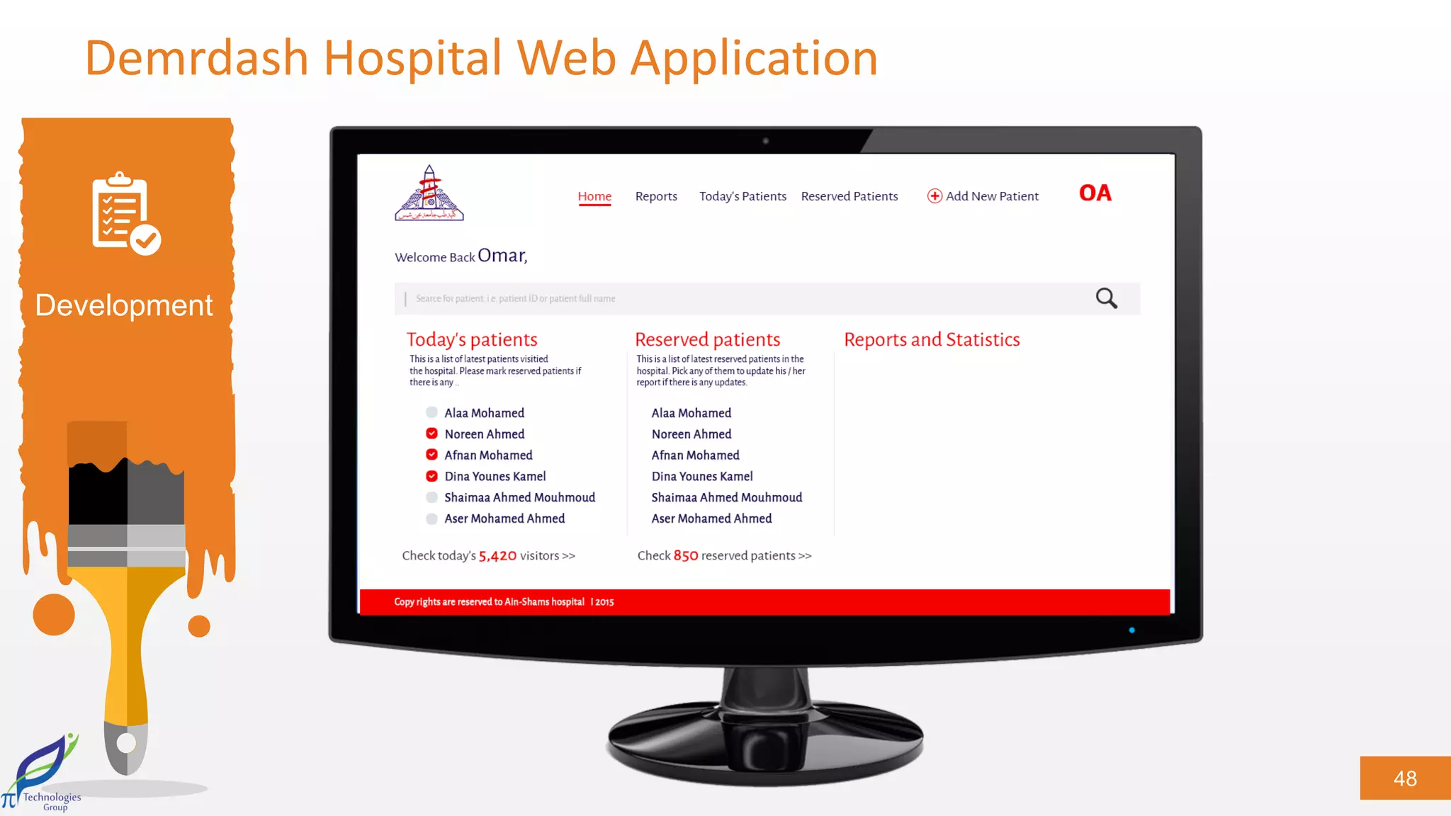 48
Development
Demrdash Hospital Web Application
 