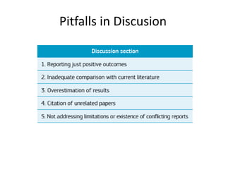 Pitfalls in Discusion
 
