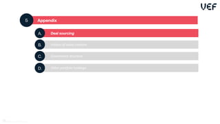 Appendix
5
Deal sourcing
A.
History of value creation
B.
Governance structure
C.
Other portfolio holdings
D.
51
 