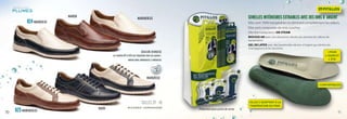 7170 825MARRON/BEIGE
PRINTEMPS / ÉTÉ 2013
PLUMES
MARIN
MARIN/BEIGE
MARRON
MARRON/BEIGE
824MARIN/BEIGE
COULEURS EN MOUSSE
Les modèles 824 et 825 sont disponibles dans les couleurs :
MARRON, MARIN, MARRON/BEIGE et MARIN/BEIGE
TAILLES 39 - 45
Semelles intérieures extraibles avec des ions d´argent
Elles sont 100% transpirables et eliminent complètement les odeurs.
Elles sont composées de trois couches:
Effet thermorégulateur On Steam
Mousse HD avec une absorption élevèe qui previent les odeurs de
transpiration.
Gel de latex avec des bactericides de ions d´argent qui elimine les
champignons et les bactéries.
Présentoir pour point de vente
¡ Confortables!
¡ Pour
l´hiver et
l´été!
¡ Elles s´adaptent à la
température du pied!
COULEURS
PAGE
3
 