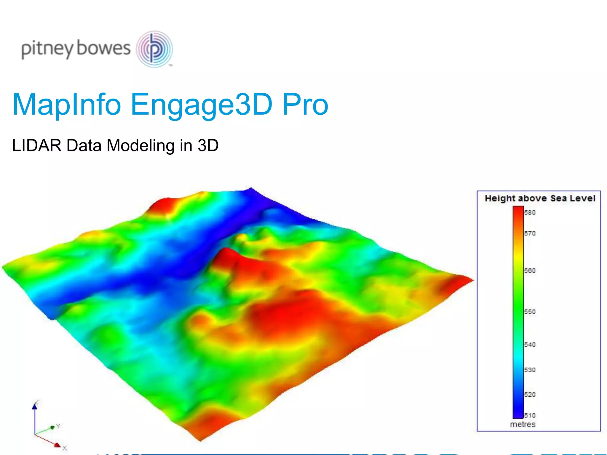 LIDAR Data Modeling in 3D
MapInfo Engage3D Pro
 