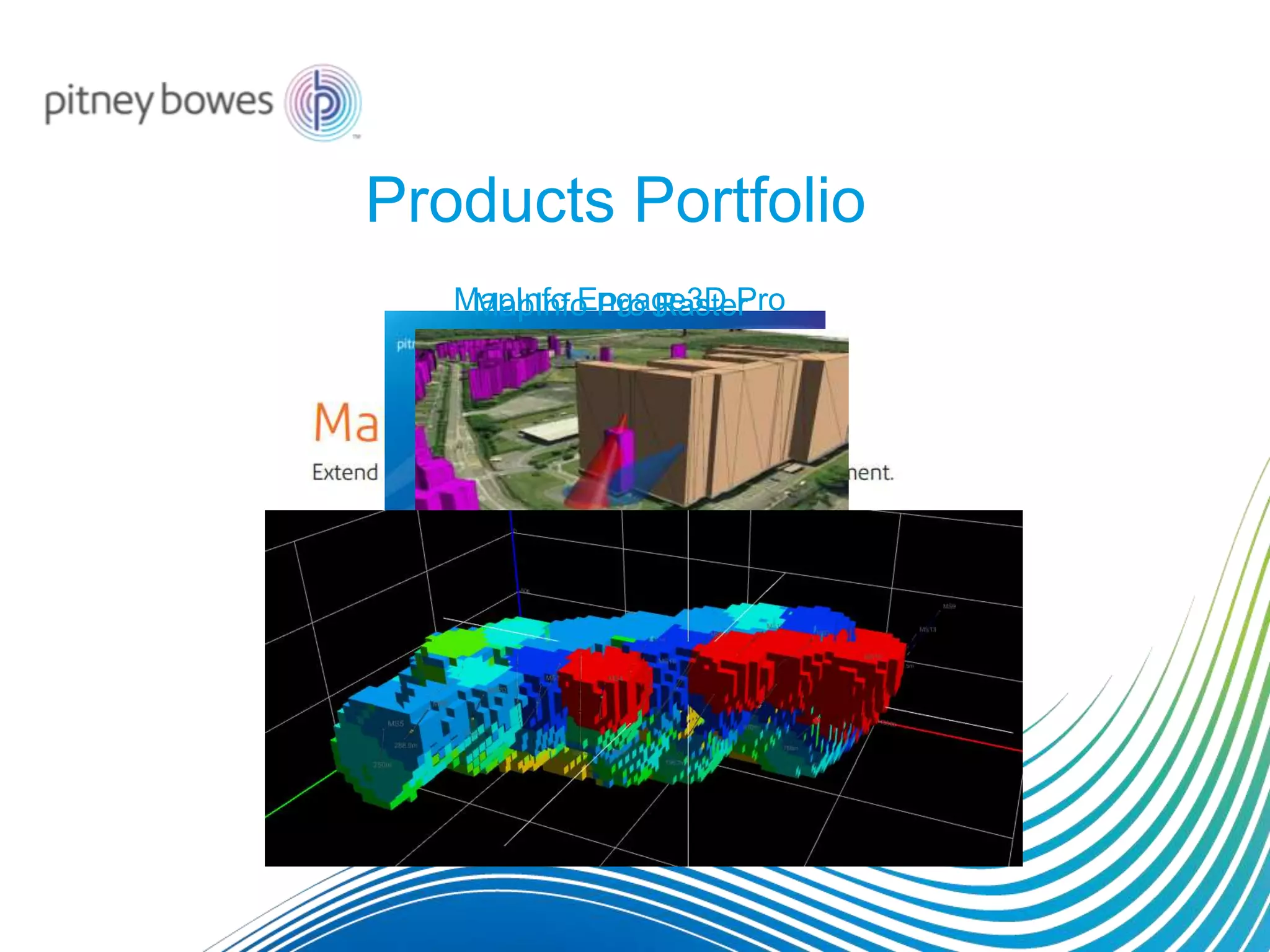 Products Portfolio
MapInfo Pro RasterMapInfo Engage3D Pro
 