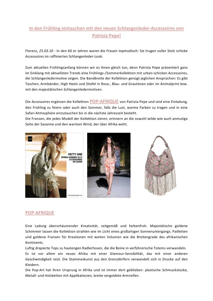 In den Frühling eintauchen mit den neuen Schlangenleder-Accessoires von                               Patrizia Pepe!Floren...