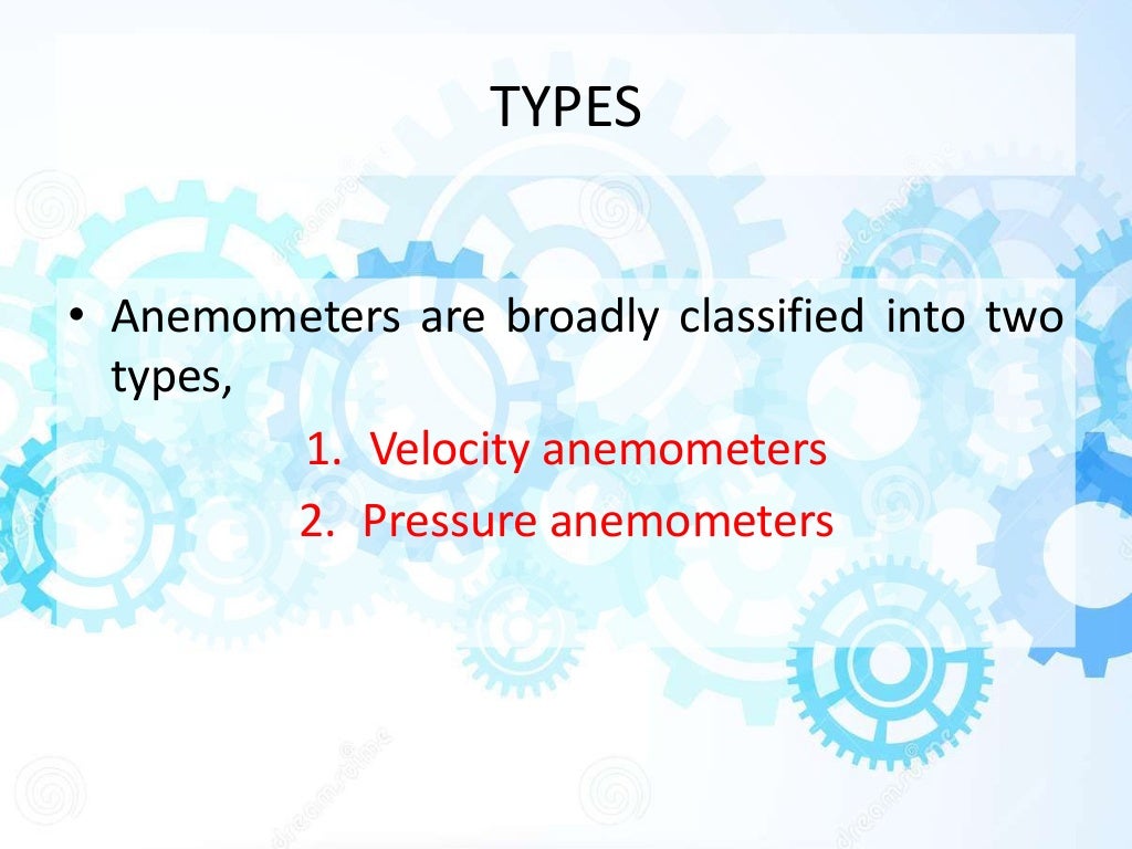 Pitot tube, anemometer and their types