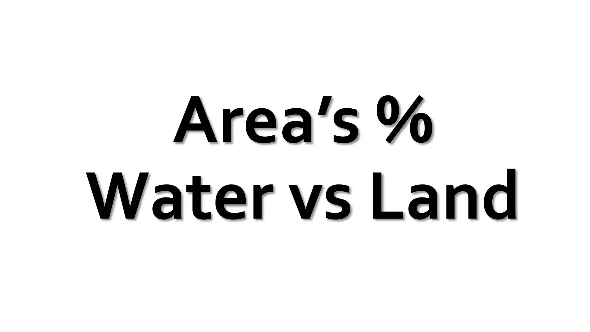 Area’s %
Water vs Land
 