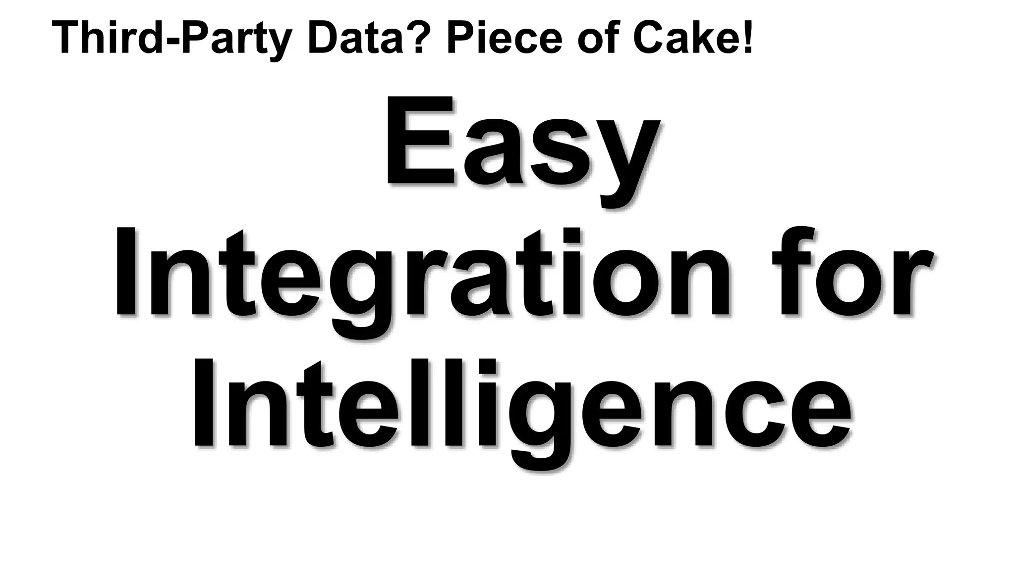 Easy
Integration for
Intelligence
Third-Party Data? Piece of Cake!
 