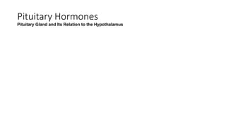 Pituitary Hormones
Pituitary Gland and Its Relation to the Hypothalamus
 