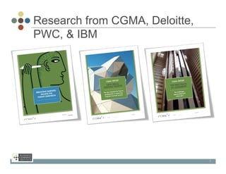 Research from CGMA, Deloitte,
PWC, & IBM




                                7
 