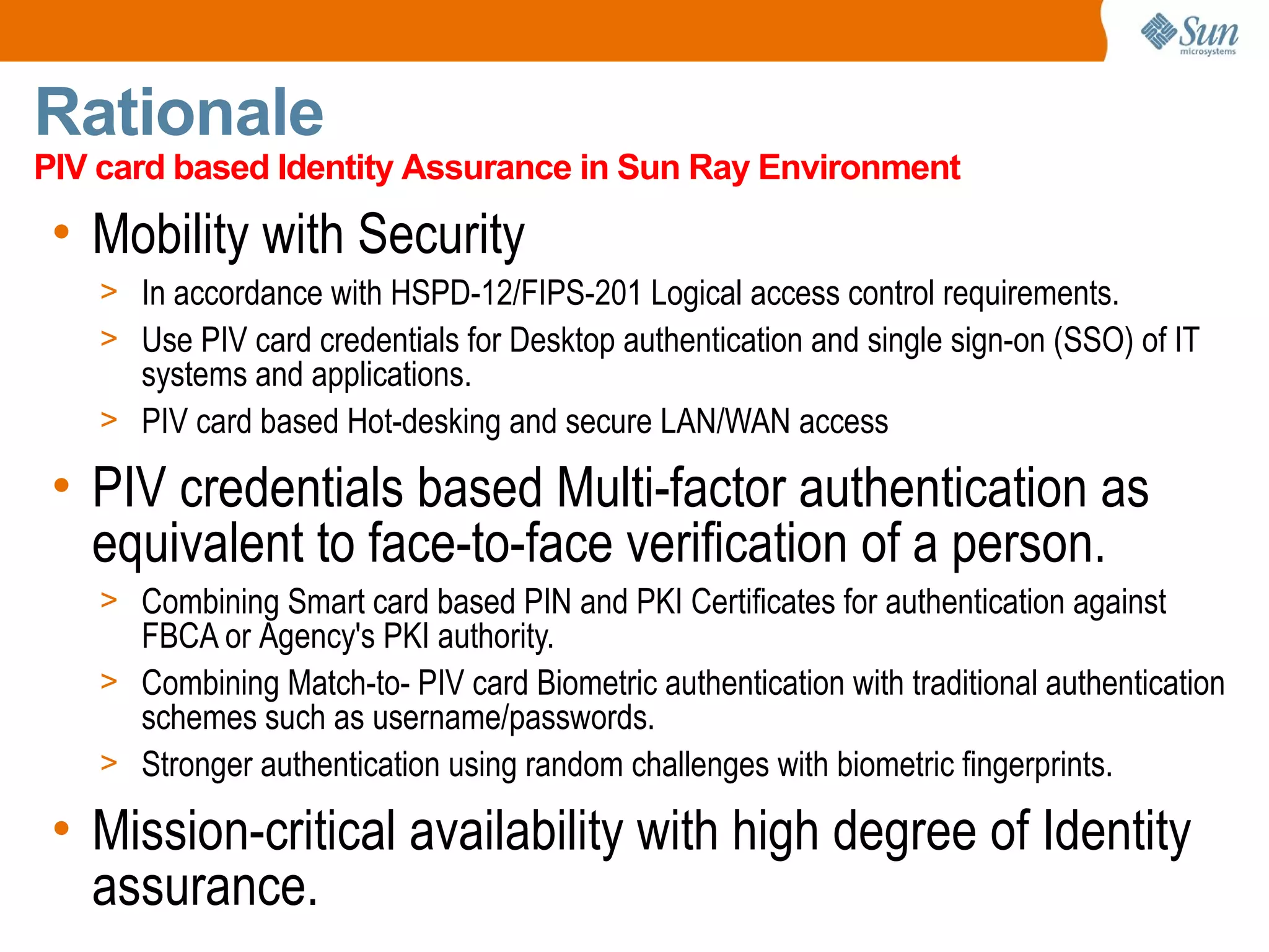 PIV Card based Identity Assurance in Sun Ray and IDM environment | PDF