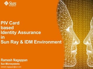 PIV Card
based
Identity Assurance
in
Sun Ray & IDM Environment


Ramesh Nagappan
Sun Microsystems
ramesh.nagappan@sun.com
 