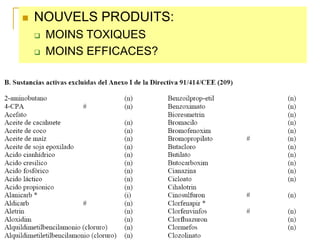    NOUVELS PRODUITS:
       MOINS TOXIQUES
       MOINS EFFICACES?
 