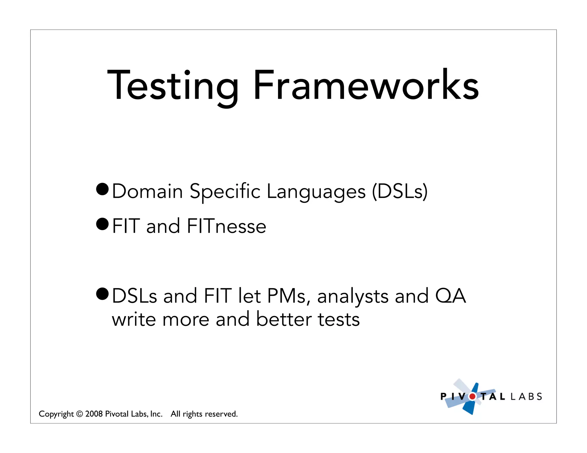 Pivotal Labs Open View Presentation Quality Assurance And Developer Testing