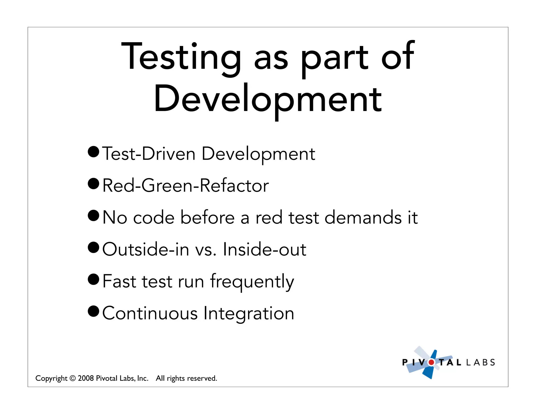 Pivotal Labs Open View Presentation Quality Assurance And Developer Testing